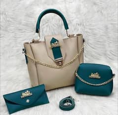 PU Leather Plain Handbag. pack of 3