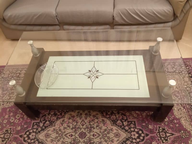 5 seater sofa with glass table 1