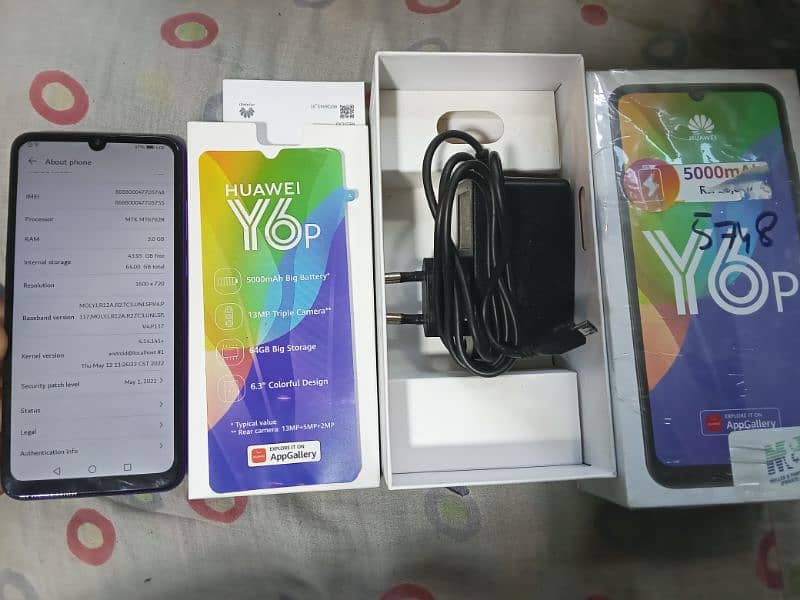 Huawei y6p contact 03224156200 64gb 3gb PTA approved condition 10/10 14