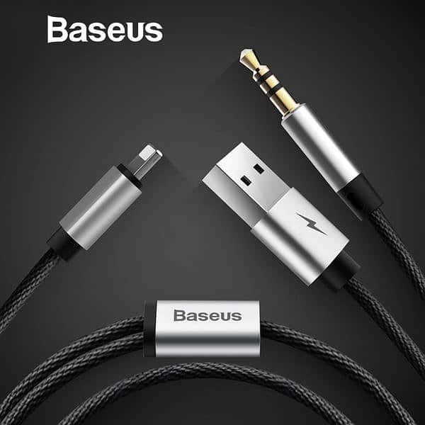 Lightning to Audio AUX 3.5mm + USB Cable Baseus L34 for iPhone/ iPad 0