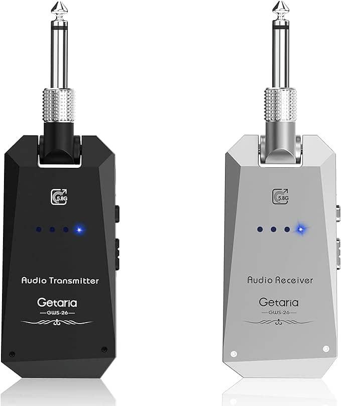 Getaria Wireless Guitar Transmitter Receiver Set, 5.8GH 4 Channel 250. 0