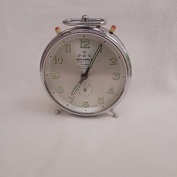 1959's Wehrle Vintage Alarm Clock Three in One Desk clock 1