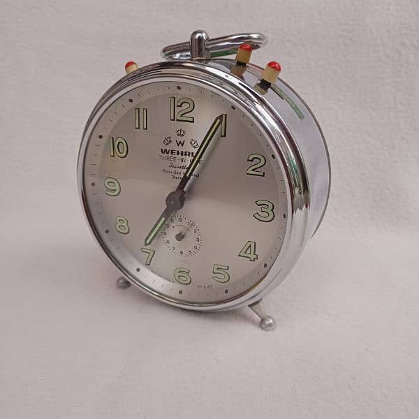 1959's Wehrle Vintage Alarm Clock Three in One Desk clock 2