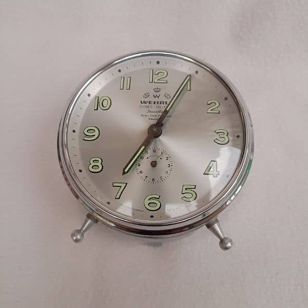 1959's Wehrle Vintage Alarm Clock Three in One Desk clock 11