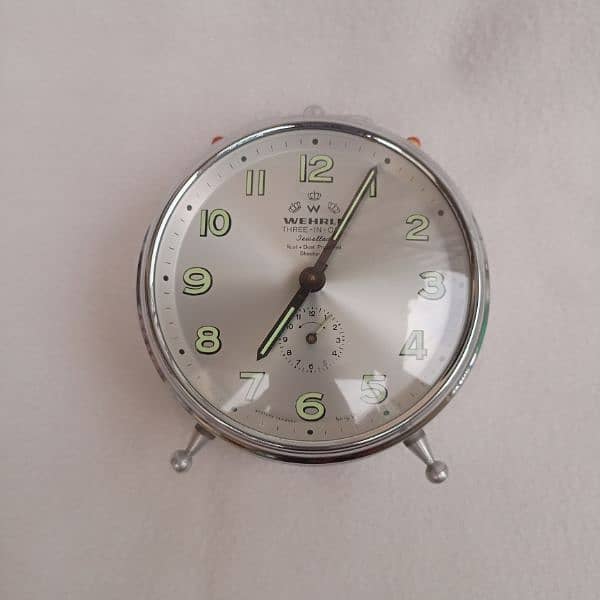 1959's Wehrle Vintage Alarm Clock Three in One Desk clock 12