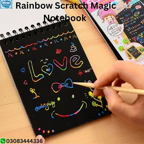 kids Colorful Scratch Art book with wooden pen 0