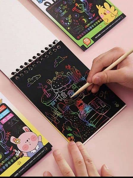 kids Colorful Scratch Art book with wooden pen 2