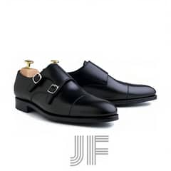 JF Double Monk Strap Handmade Men's Dress formal Shoes