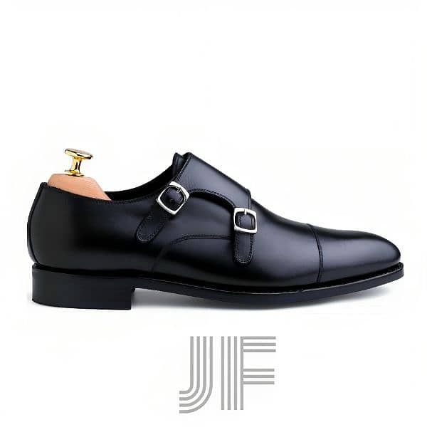 JF Double Monk Strap Handmade Men's Dress formal Shoes 2
