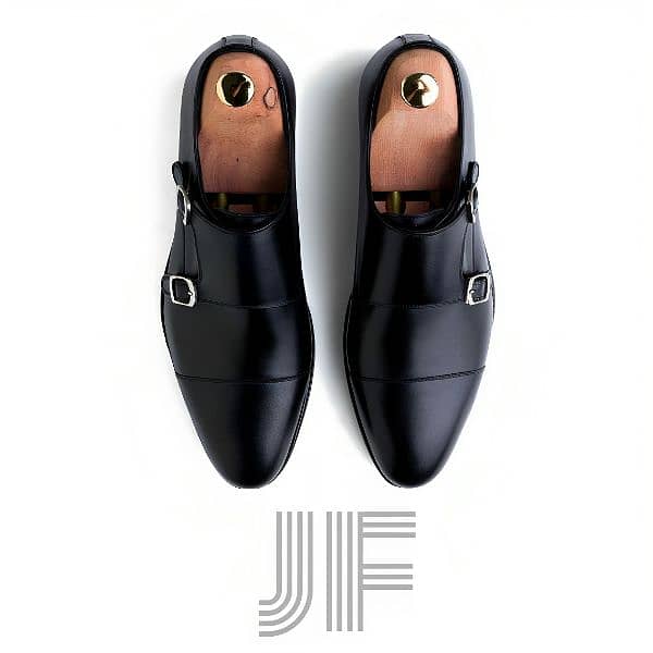 JF Double Monk Strap Handmade Men's Dress formal Shoes 4