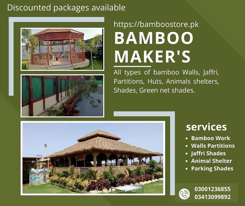 bamboo work/bamboo huts/animal shelter/parking shades/Jaffri shade 17