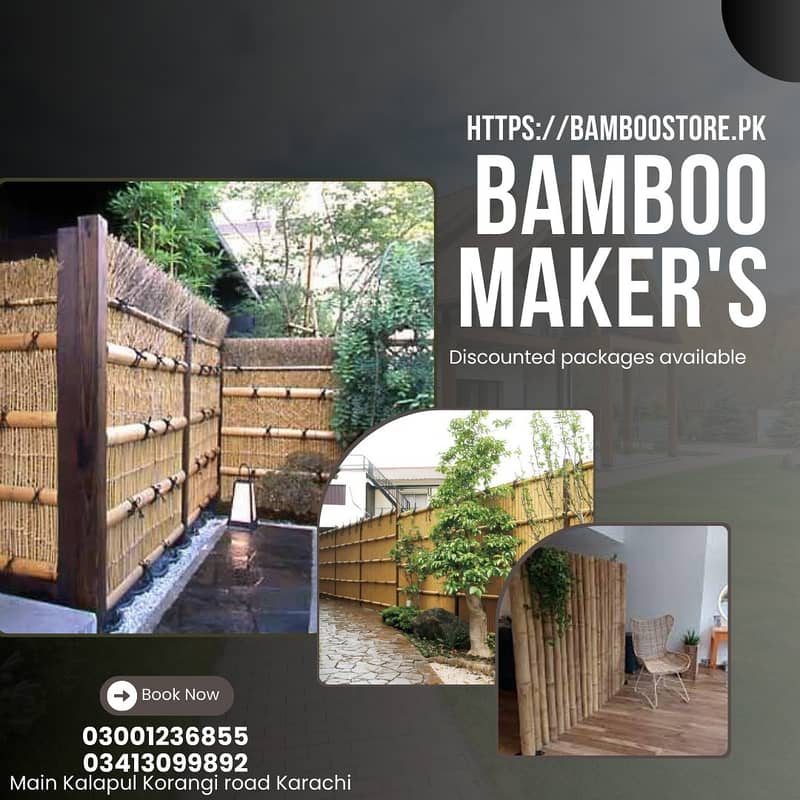 Jaffri walls/bamboo work/bamboo huts/animal shelter/parking shades 15