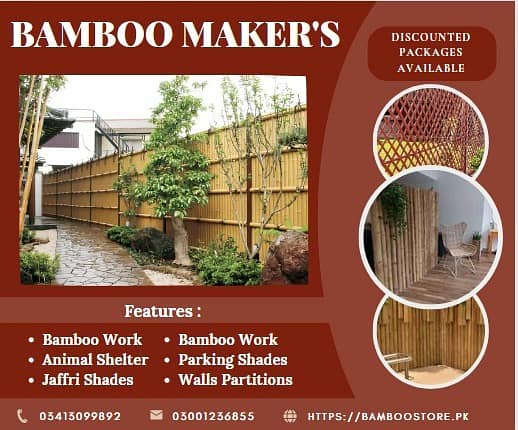 Jaffri walls/bamboo work/bamboo huts/animal shelter/parking shades 16