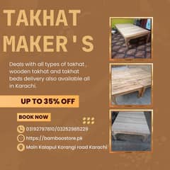 takhat / wooden takhat / bench / table / takhat bed sale in karachi 0