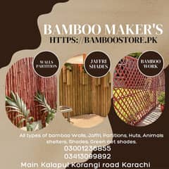 Jaffri walls/bamboo work/bamboo huts/animal shelter/parking shades