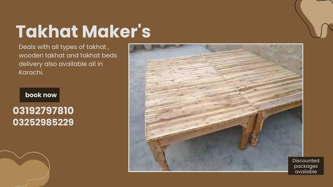 takhat / wooden takhat / bench / table / takhat bed sale in karachi 13