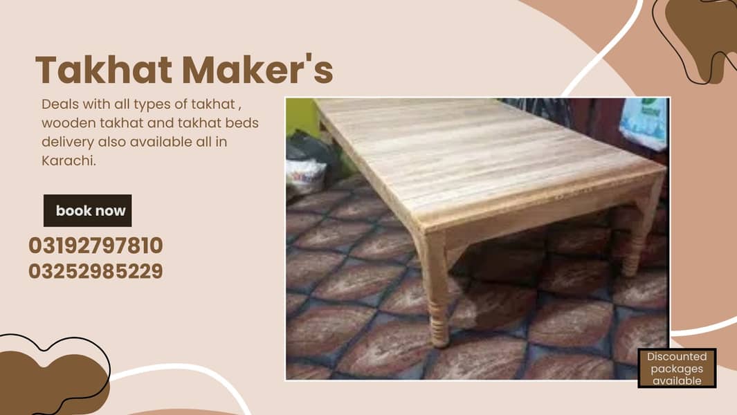 takhat / wooden takhat / bench / table / takhat bed sale in karachi 9