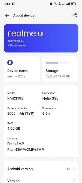 Realme c25s 4/128 Halio G85 android 12 1