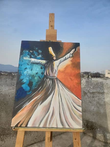 customized sufisum / whirling dervish abstract art acrylic painting 3