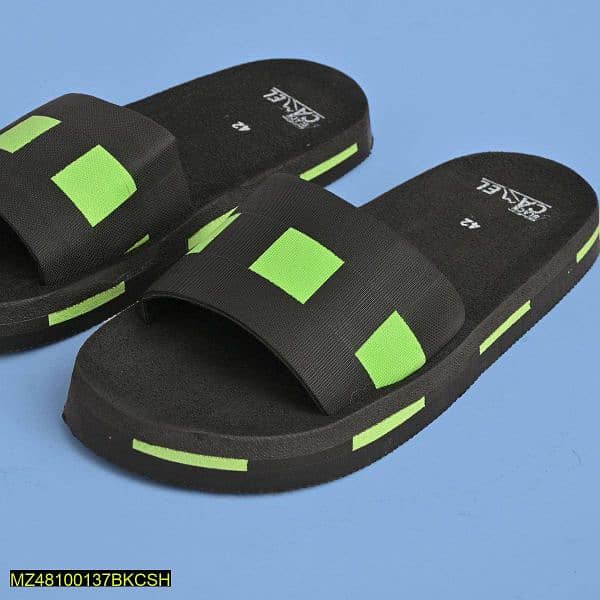 black camel box style slides, Green slippers 2