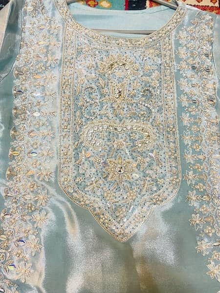 fancy handmade imbroided dress pure masoori fabric 7