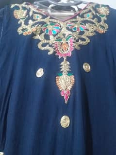 Chiffon fancy royal blue suit 3pc