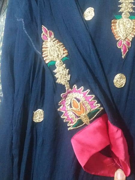 Chiffon fancy royal blue suit 3pc 1