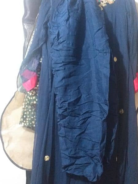 Chiffon fancy royal blue suit 3pc 2