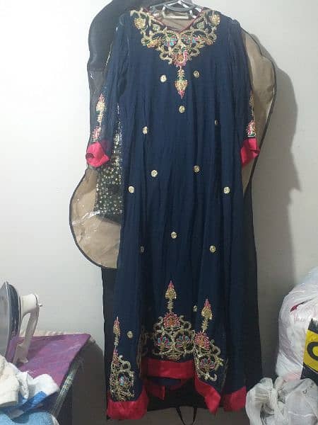 Chiffon fancy royal blue suit 3pc 5