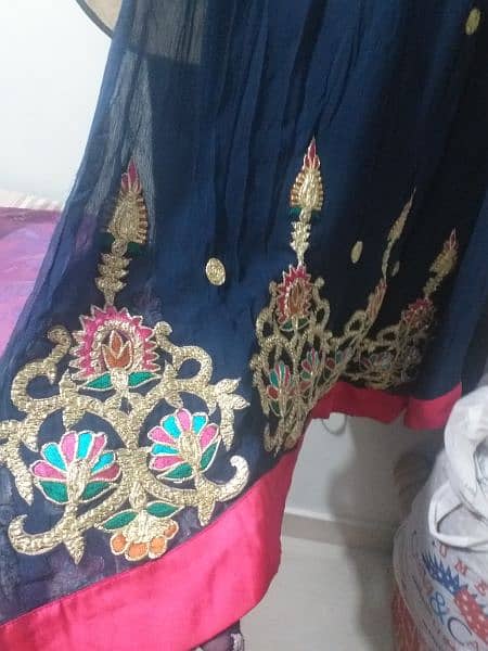 Chiffon fancy royal blue suit 3pc 6