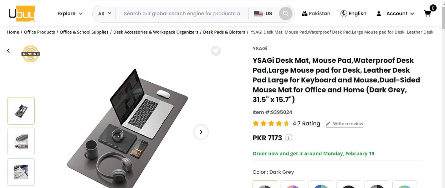 YSAGi Desk Mat, Ultra Thin Waterproof(31.5" x 15.7") 1