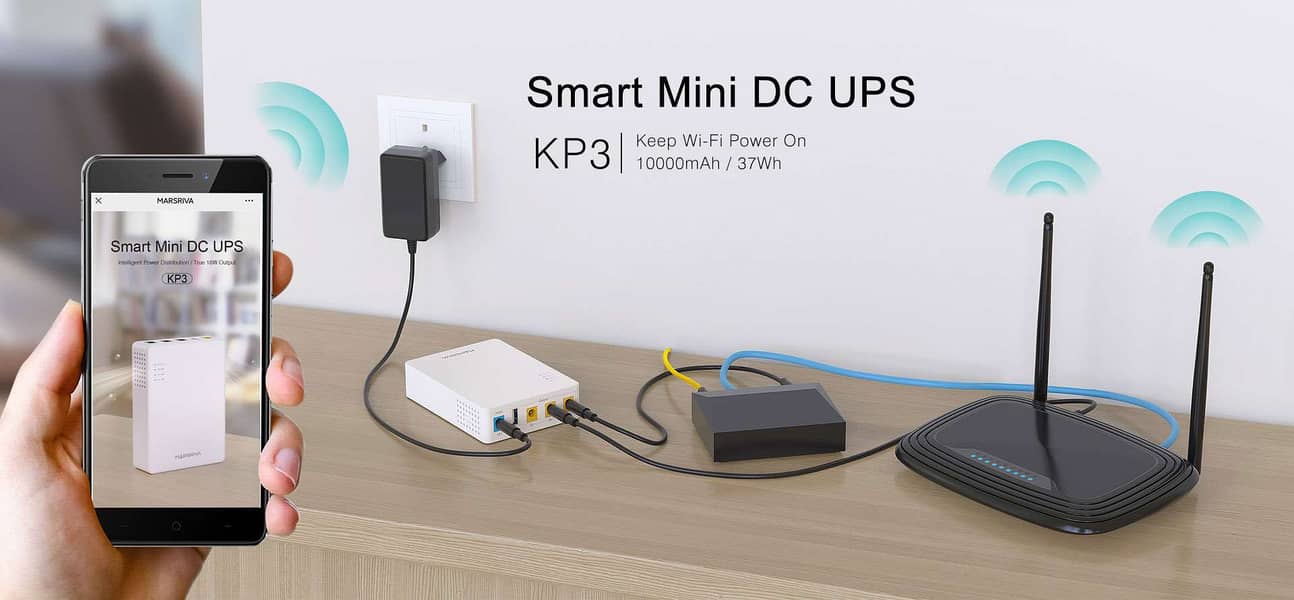 MARSRIVA KP3 10000mAh Smart Mini DC UPS 5V 9V 12V for WiFi Router 12