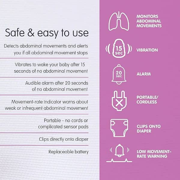 snuza hero wearable baby breathing abdominal movement monitor infants 2