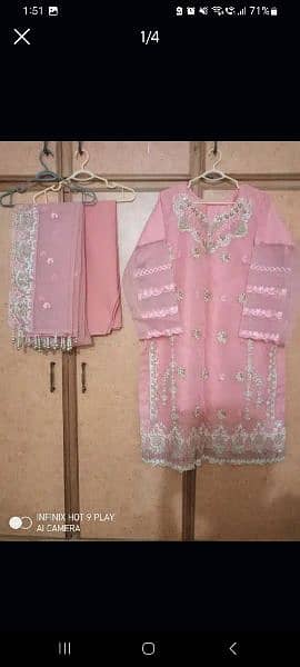Ready to wear baby pink elegant wedding formal 3 pcs shalwar kameez 2