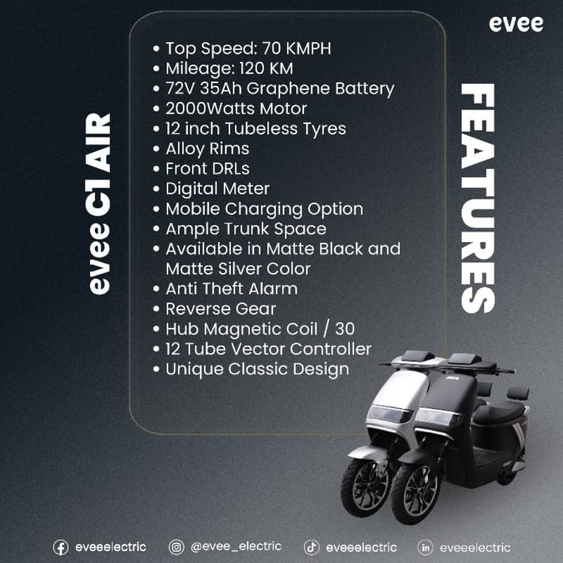 Evee Electric Scooty C1Air Better Than YJ future, Metro,JOLTA,UNITED 1