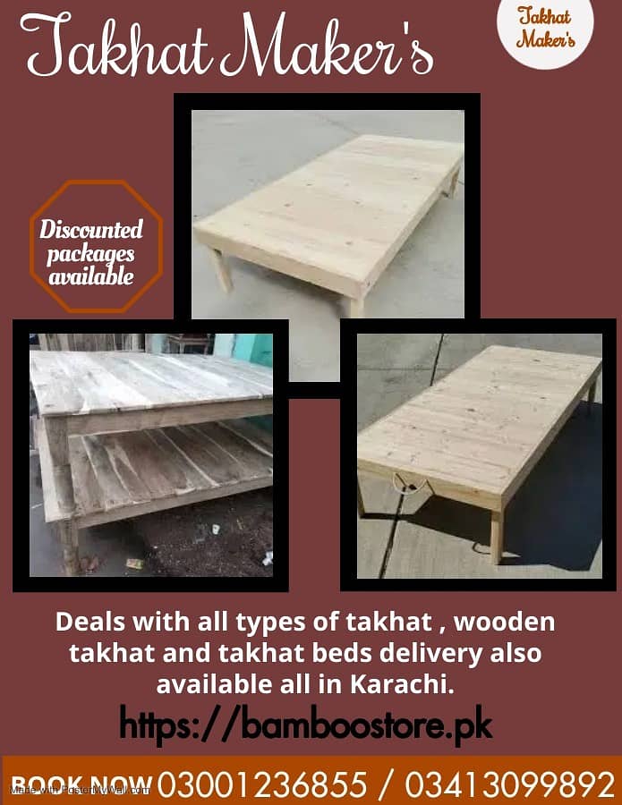 takhat / wooden takhat / bench / table / takhat bed sale in karachi 4