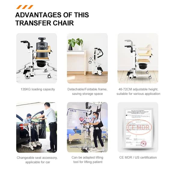 Hydraulic Patient Lift & Transfer Wheelchair | commode chair 3