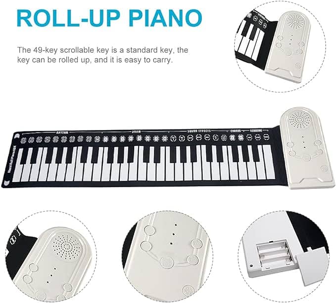 Roll Up Piano, 49 Keys Electric Keyboard, Portable Keyboard 0