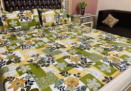 3 Pc Cotton Printed Double Bedsheets. Free Home Delivery