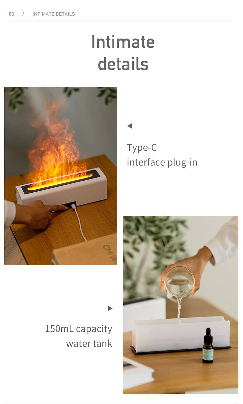 Colorful Simulation Flame Humidifier. 11