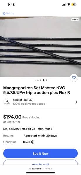 mactec NVG golf Irons graphite shaft 10/10 2