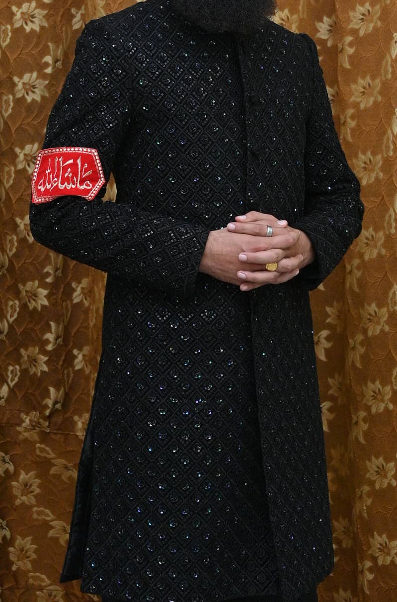 Elegant Black Sherwani - Perfect for Baraat - Delivery Available 1