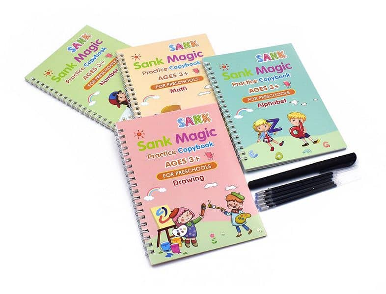 Kids Books Magic Sank Learning 4 Books with Magic Pen + 10Inks 1