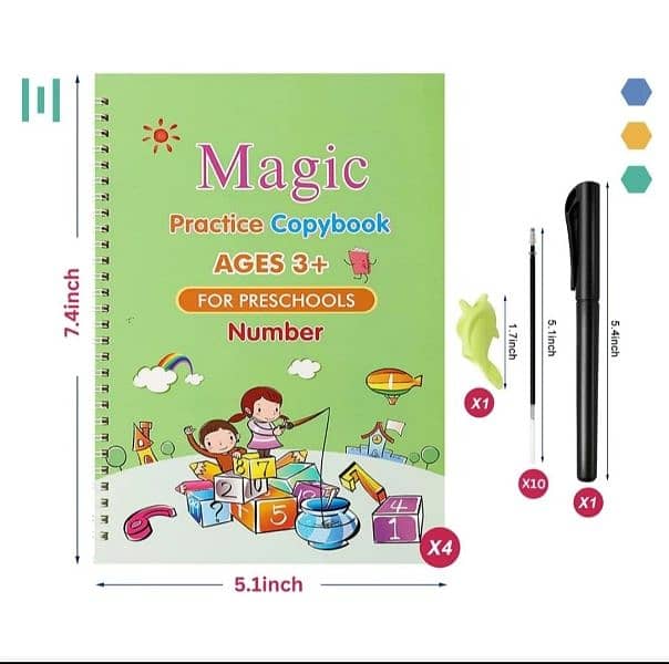 Kids Books Magic Sank Learning 4 Books with Magic Pen + 10Inks 3