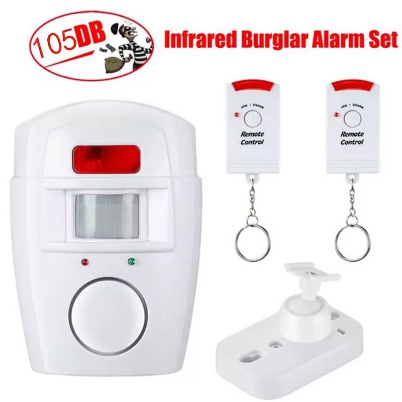 Motion Sensor Alarm with 2 Remotes Anti Burglar 105dB Loud Siren 4