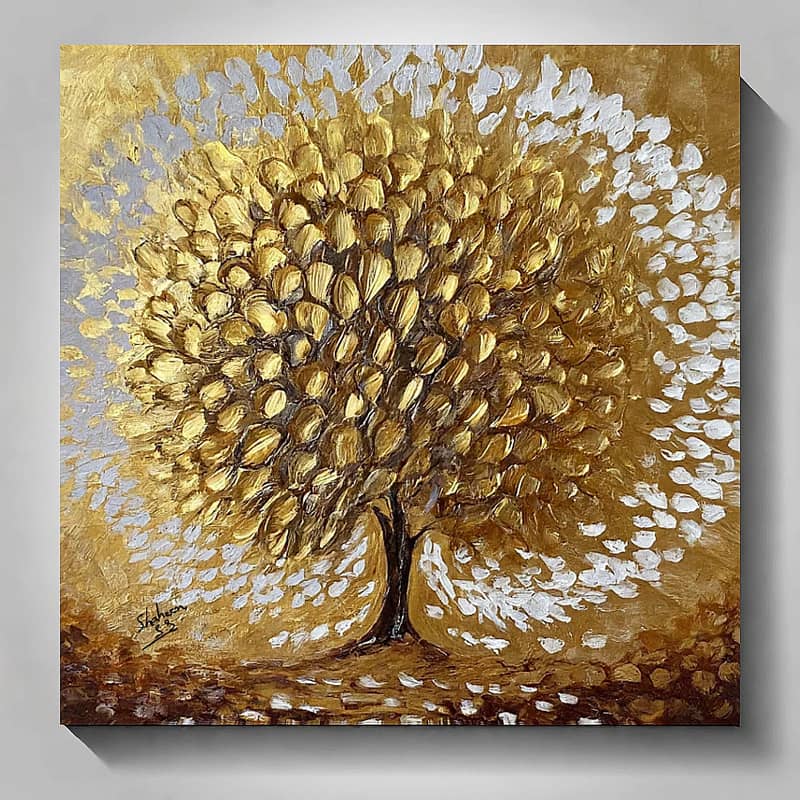 Textured Gold Feather Abstract Painting Handmade Painting Home Decor 4