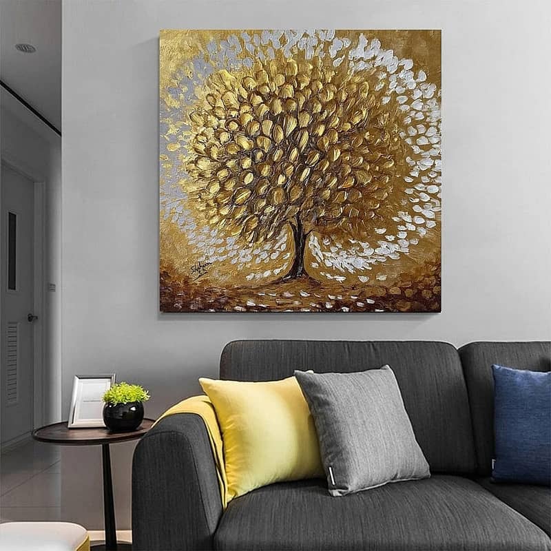 Textured Gold Feather Abstract Painting Handmade Painting Home Decor 5