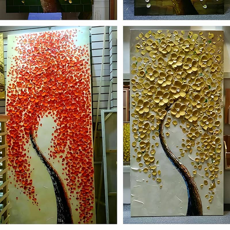 Textured Gold Feather Abstract Painting Handmade Painting Home Decor 6