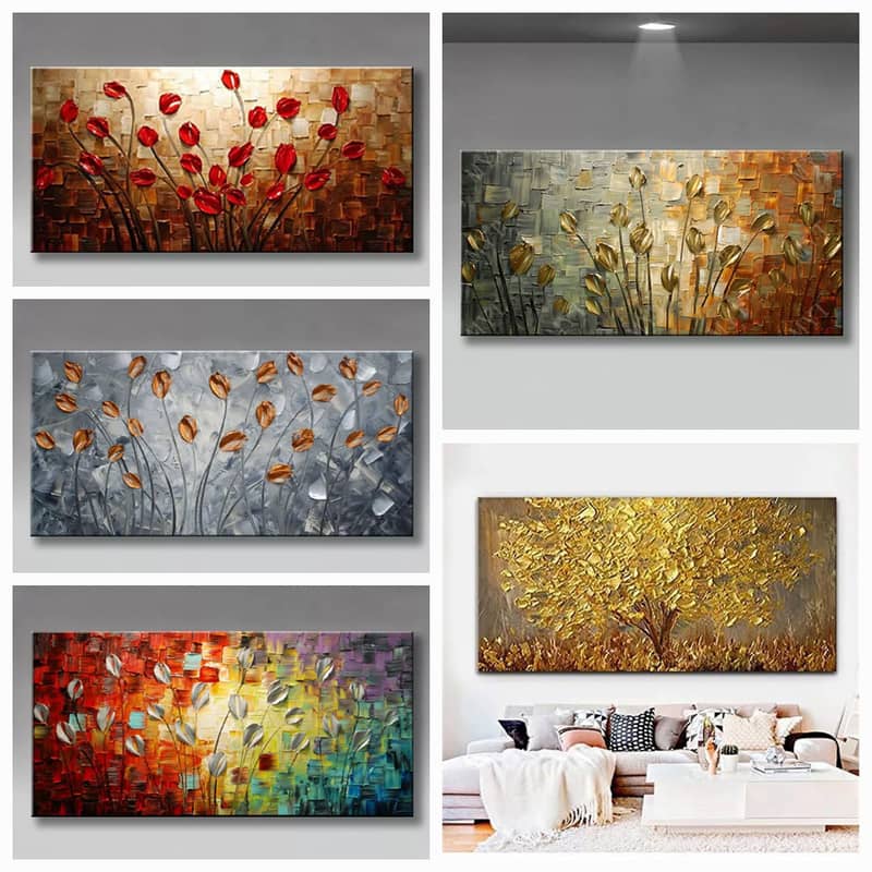 Textured Gold Feather Abstract Painting Handmade Painting Home Decor 11