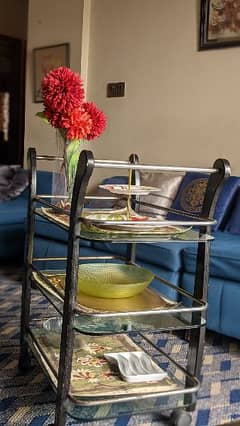Tea trolley in black and chrome color for sale